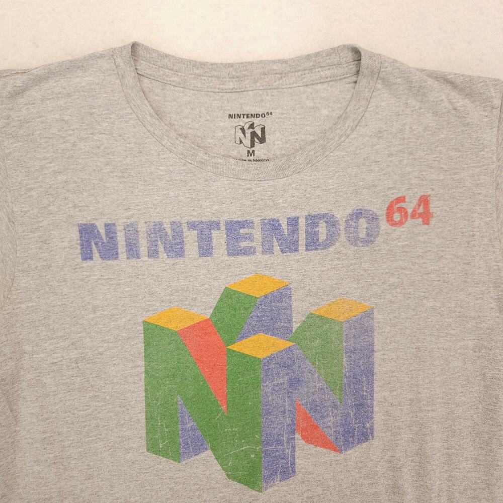 Nintendo 64 Crew Neck Graphic Short Sleeve T Shirt Adult Mens Size Medium M Gray